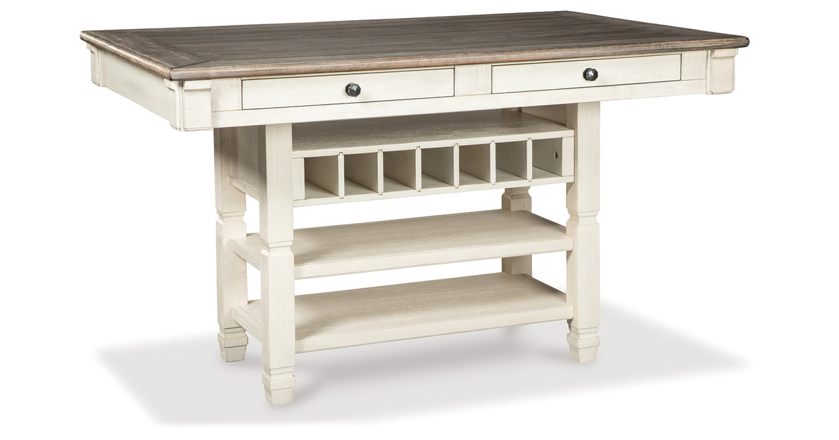 Bolanburg Antique White Counter Height Dining Table and 6 Barstools with Server from Ashley Furniture - Luna Furniture