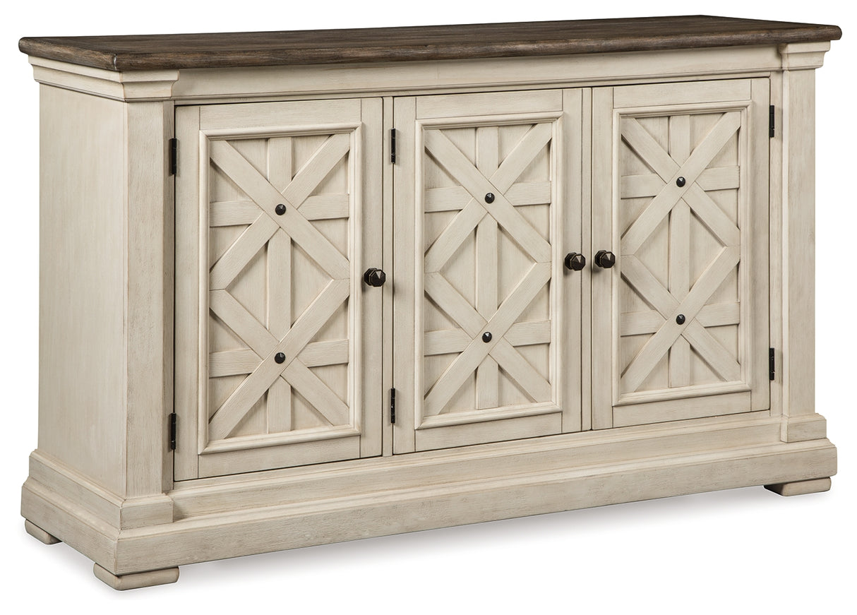 Bolanburg Antique White Counter Height Table with 6 Barstools, Server and Display Cabinet from Ashley Furniture - Luna Furniture