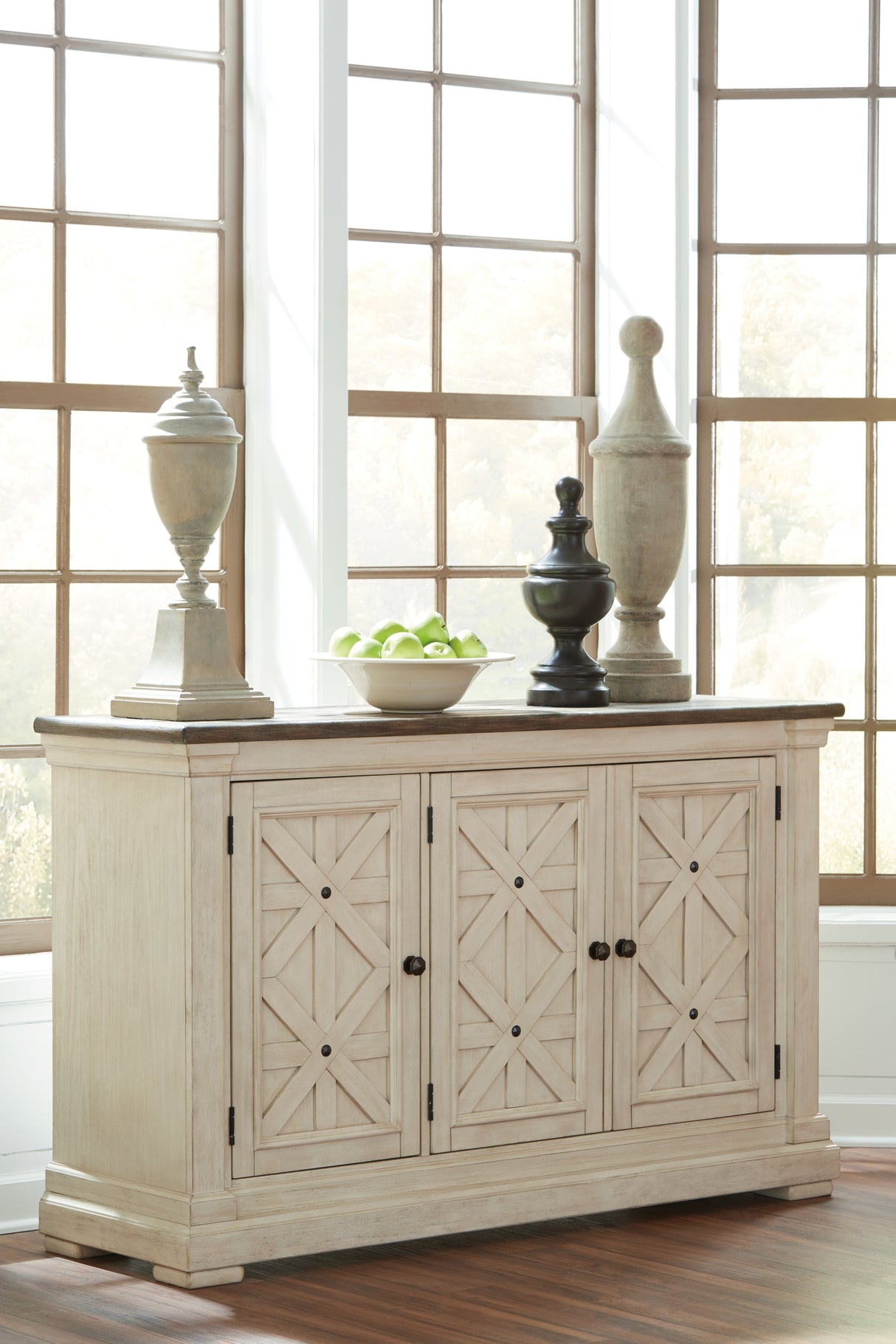 Bolanburg Antique White Dining Table with 4 Chairs and Bench with Server from Ashley - Luna Furniture