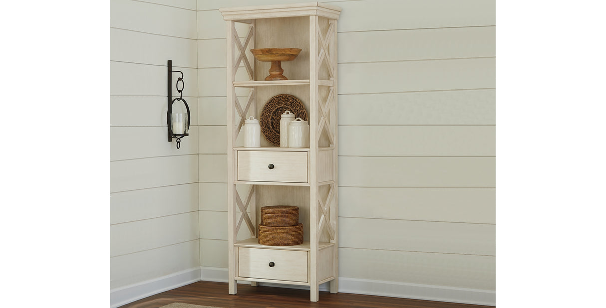 Bolanburg Antique White Counter Height Dining Table, 4 Stools, Bench and 2 Display Cabinets from Ashley Furniture - Luna Furniture