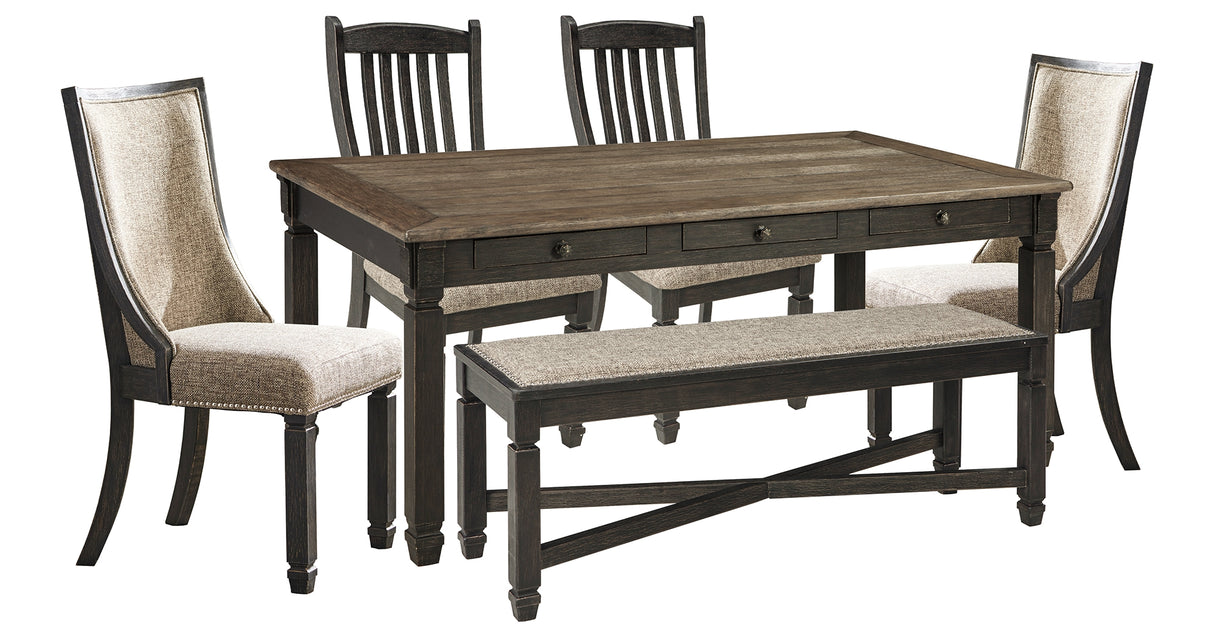 Tyler Creek Black/Gray Dining Table and 4 Chairs and Bench from Ashley - Luna Furniture