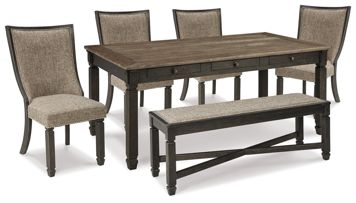 Tyler Creek Black/Grayish Brown Dining Table and 4 Chairs with Bench from Ashley - Luna Furniture
