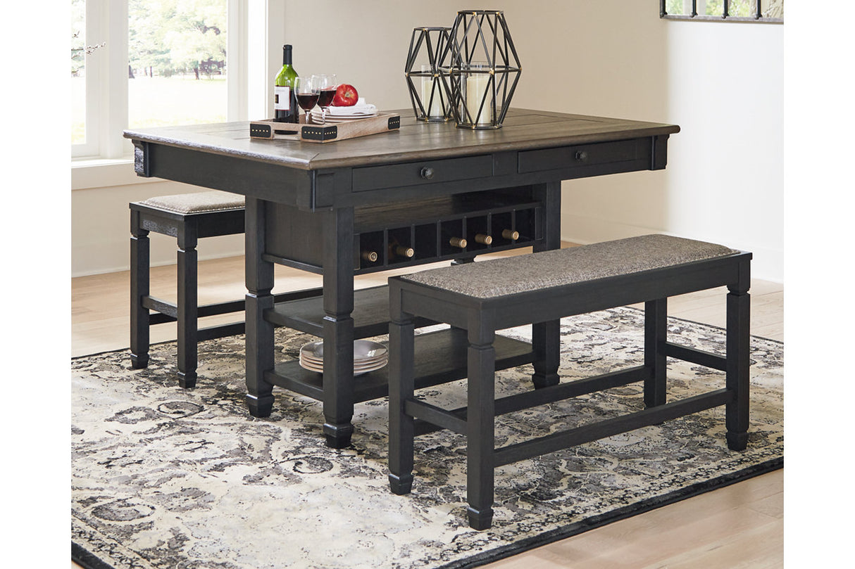 Tyler Creek Black/Grayish Brown Counter Height Dining Table and 4 Barstools with Server from Ashley - Luna Furniture