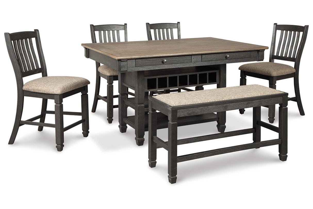 Tyler Creek Black/Gray Counter Height Dining Table and 4 Barstools and Bench from Ashley Furniture - Luna Furniture