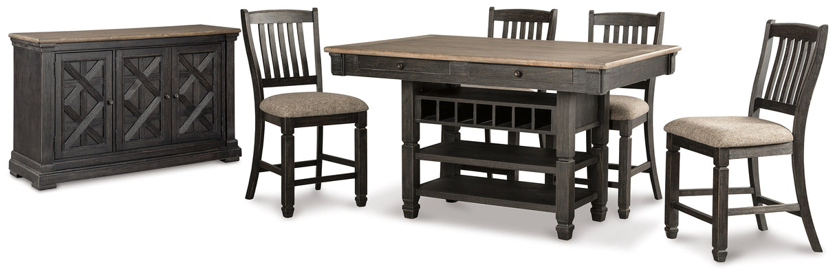 Tyler Creek Black/Grayish Brown Counter Height Dining Table and 4 Barstools with Server from Ashley Furniture - Luna Furniture
