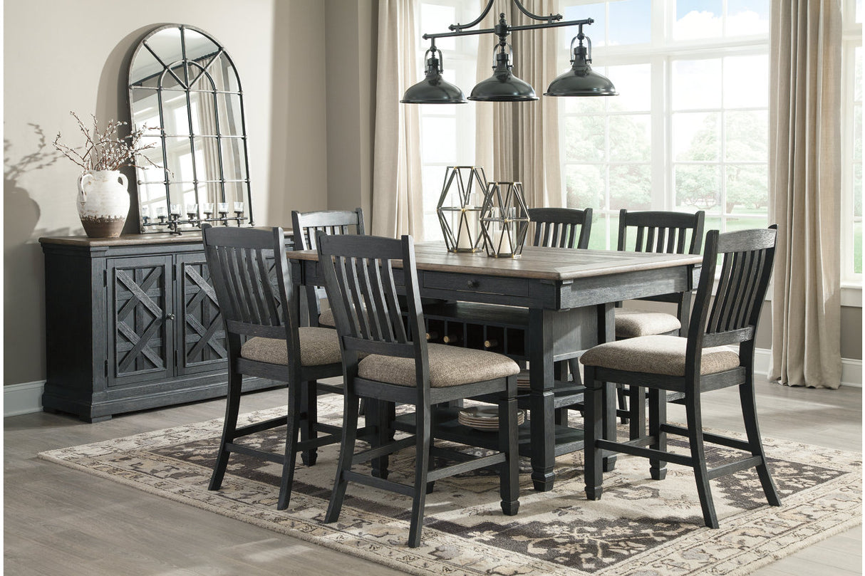 Tyler Creek Black/Gray Counter Height Dining Table and 6 Barstools from Ashley Furniture - Luna Furniture