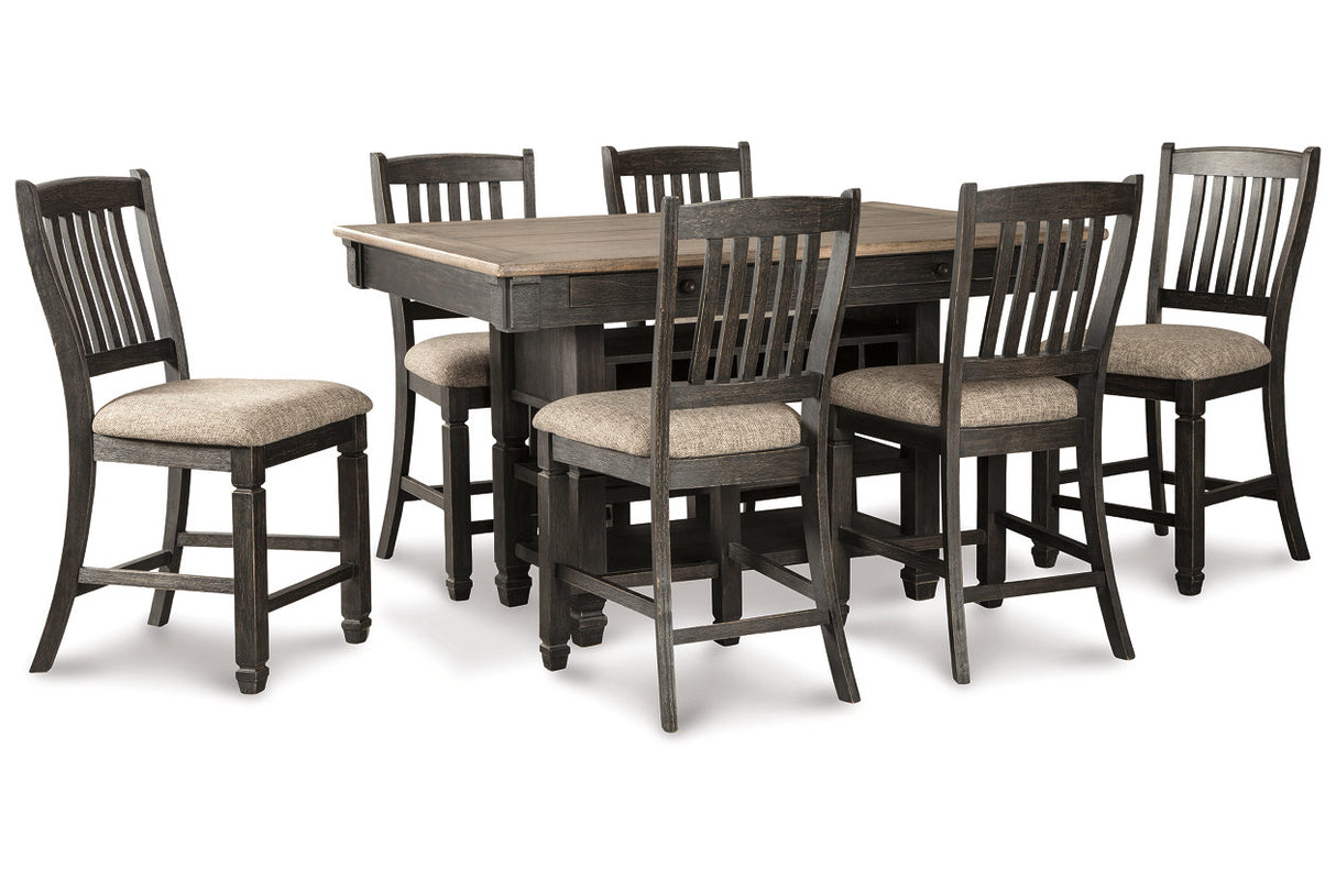 Tyler Creek Black/Gray Counter Height Dining Table and 6 Barstools from Ashley Furniture - Luna Furniture