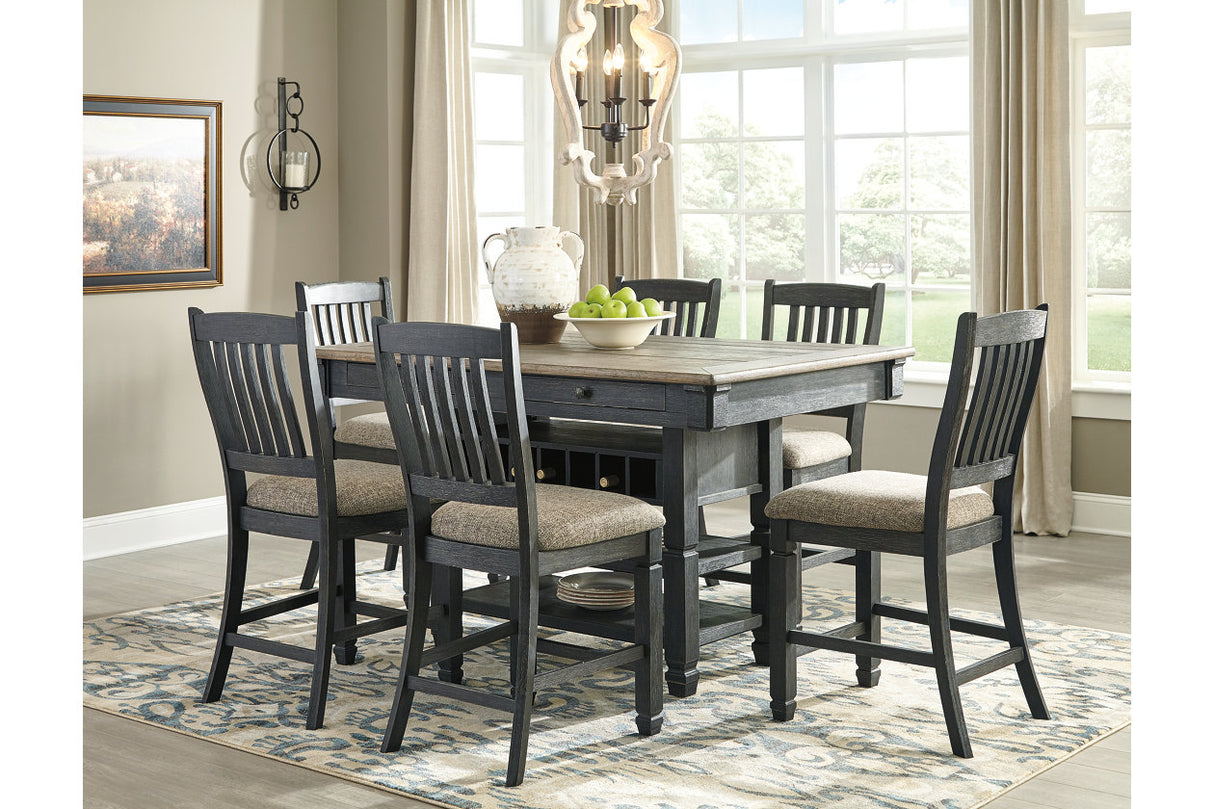 Tyler Creek Black/Gray Counter Height Dining Table and 6 Barstools from Ashley Furniture - Luna Furniture