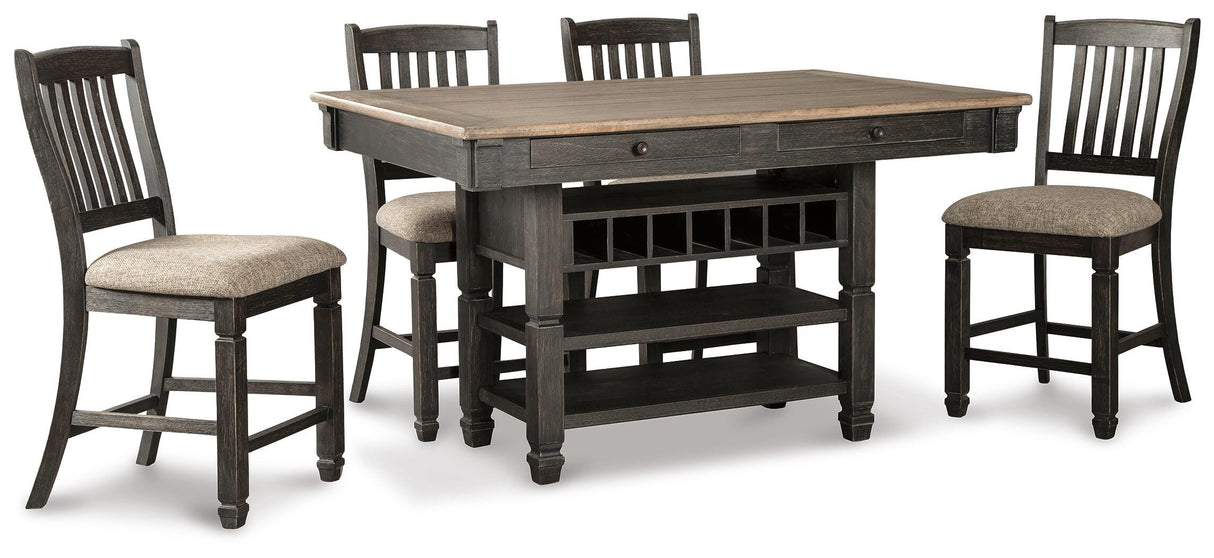 Tyler Creek Black/Grayish Brown Counter Height Dining Table and 4 Barstools with Server from Ashley Furniture - Luna Furniture