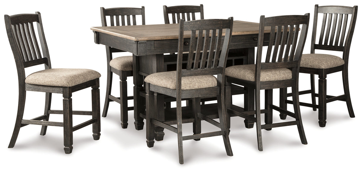 Tyler Creek Black/Gray Counter Height Dining Table and 6 Barstools from Ashley Furniture - Luna Furniture