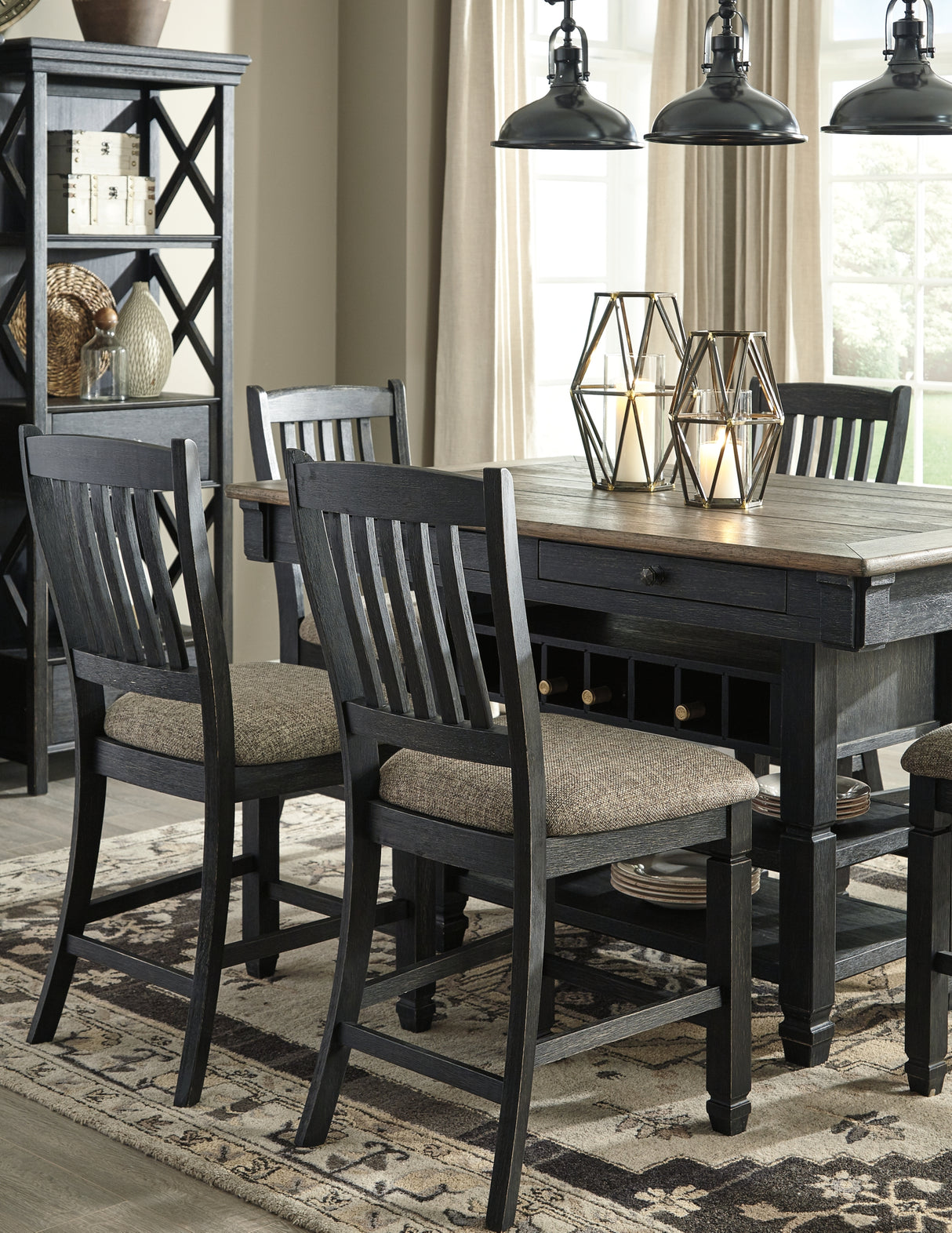 Tyler Creek Black/Gray Counter Height Dining Table and 2 Barstools from Ashley - Luna Furniture