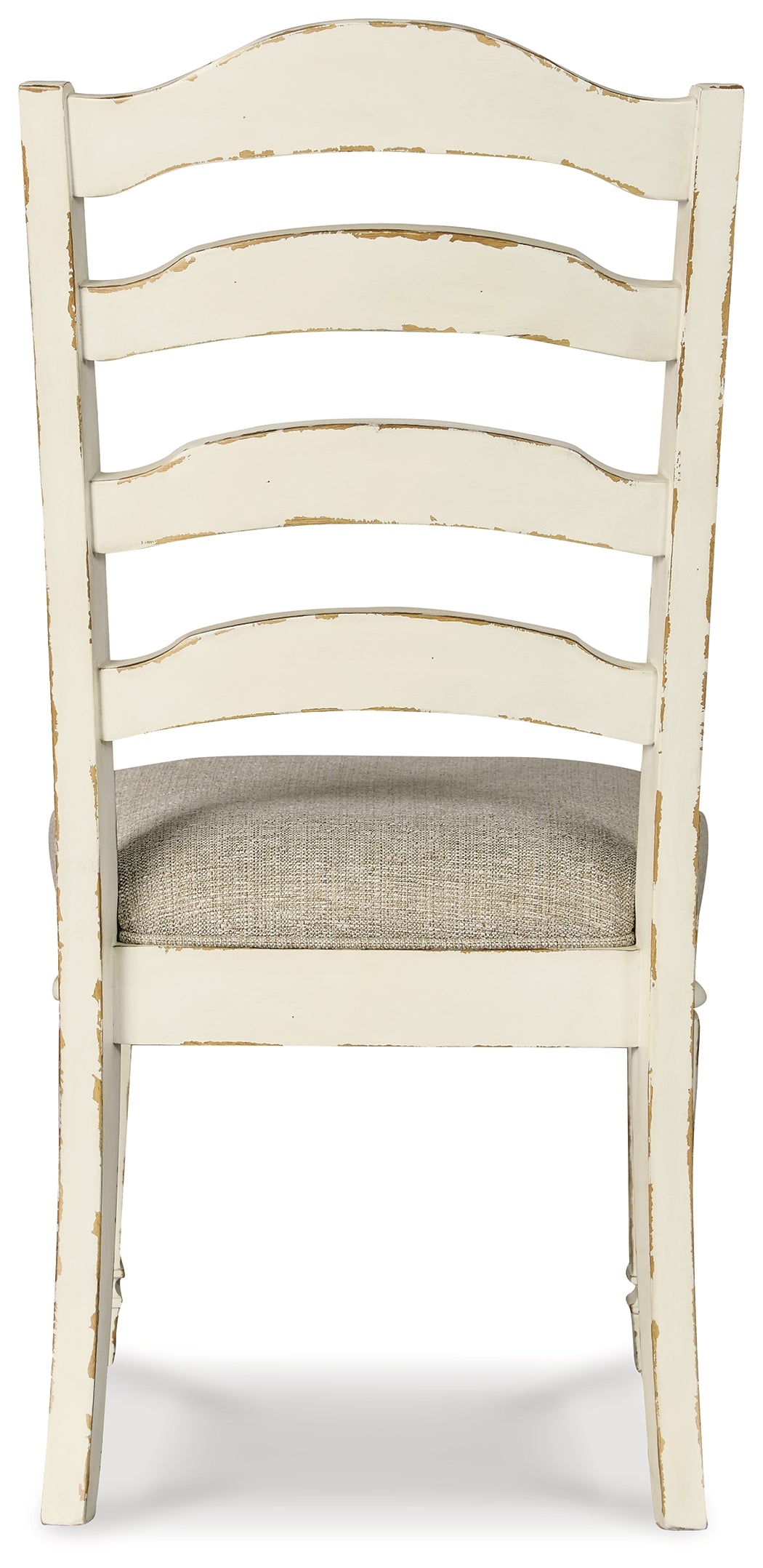 Realyn Chipped White Rectangular Dining Table and 8 Ladder Back Chairs from Ashley Furniture - Luna Furniture