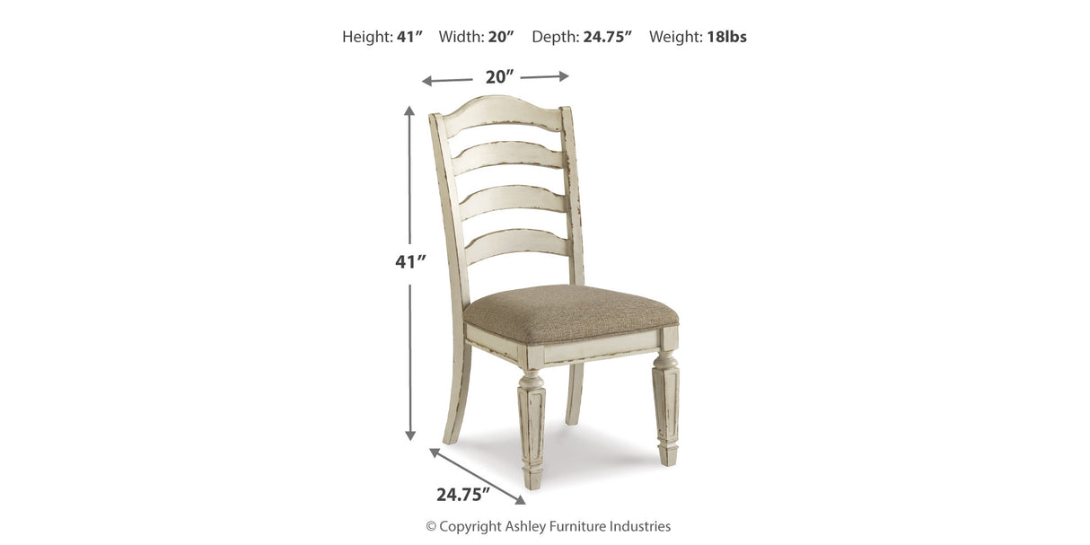 Realyn Chipped White Dining Table and 4 Chairs from Ashley Furniture - Luna Furniture