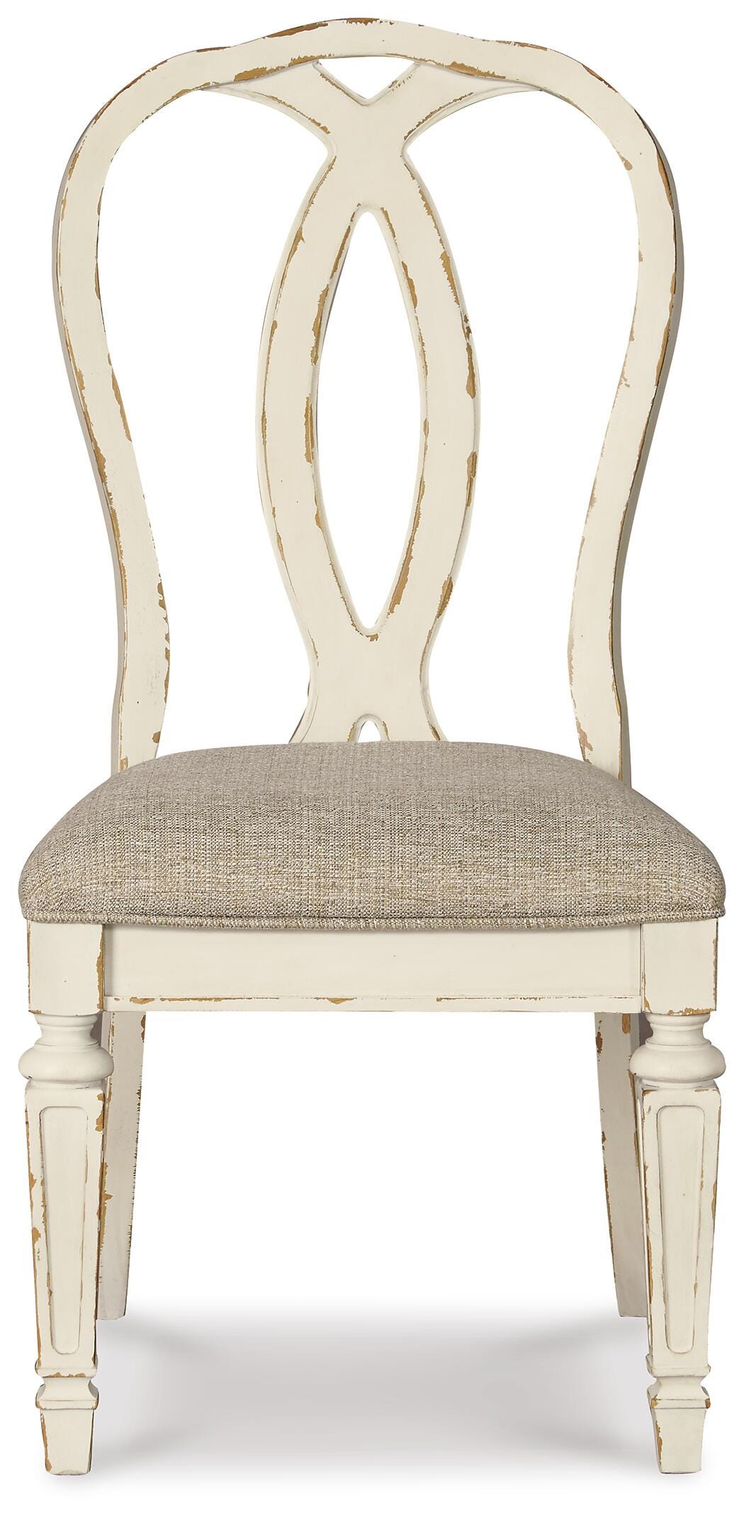 Realyn Chipped White Oval Dining Table and 8 Ribbon Back Chairs from Ashley Furniture - Luna Furniture