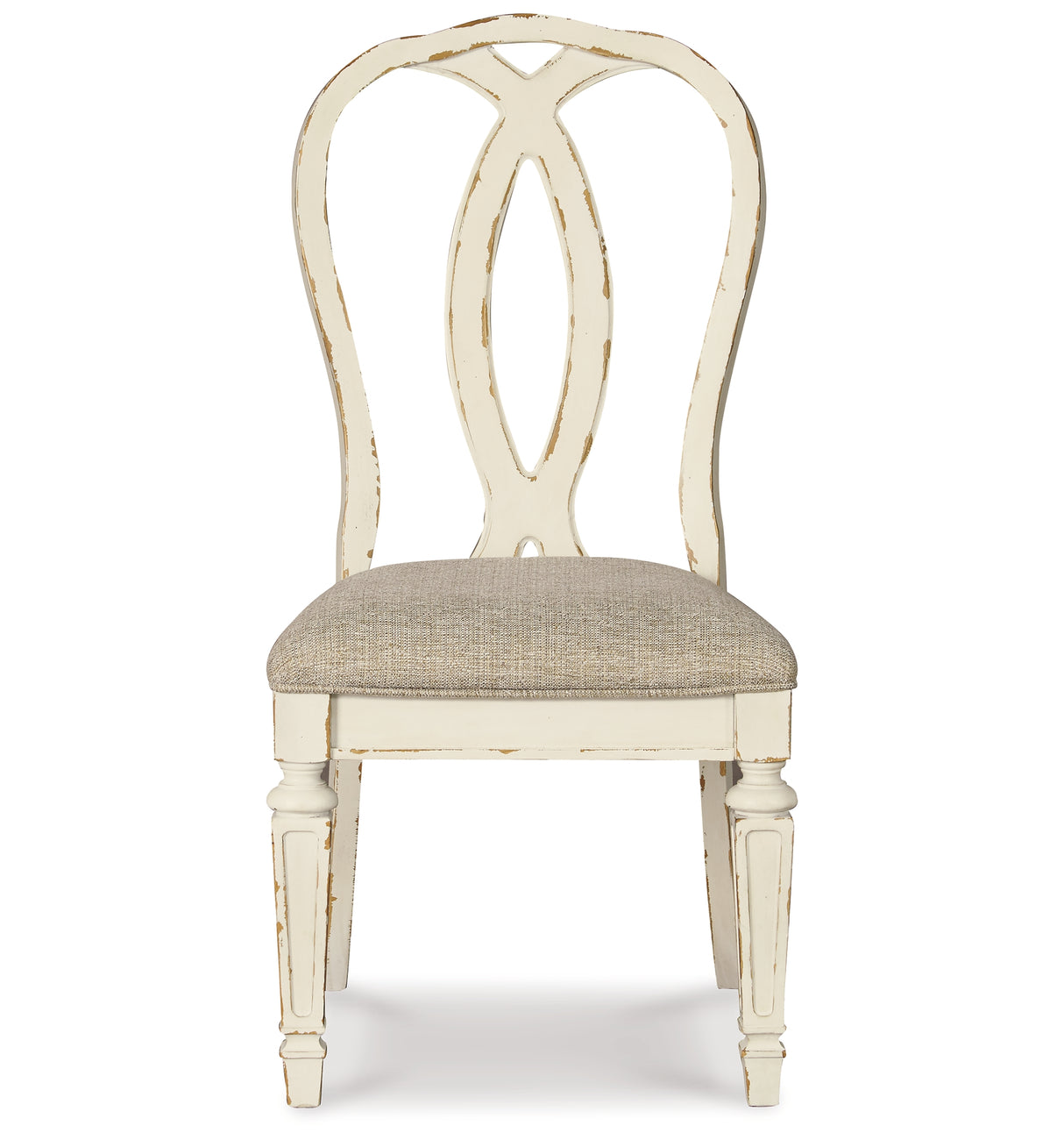 Realyn Chipped White Dining Table and 8 Ribbon Back Chairs from Ashley Furniture - Luna Furniture