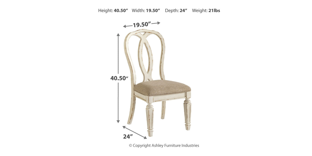 Realyn Chipped White Dining Table and 8 Ribbon Back Chairs from Ashley Furniture - Luna Furniture