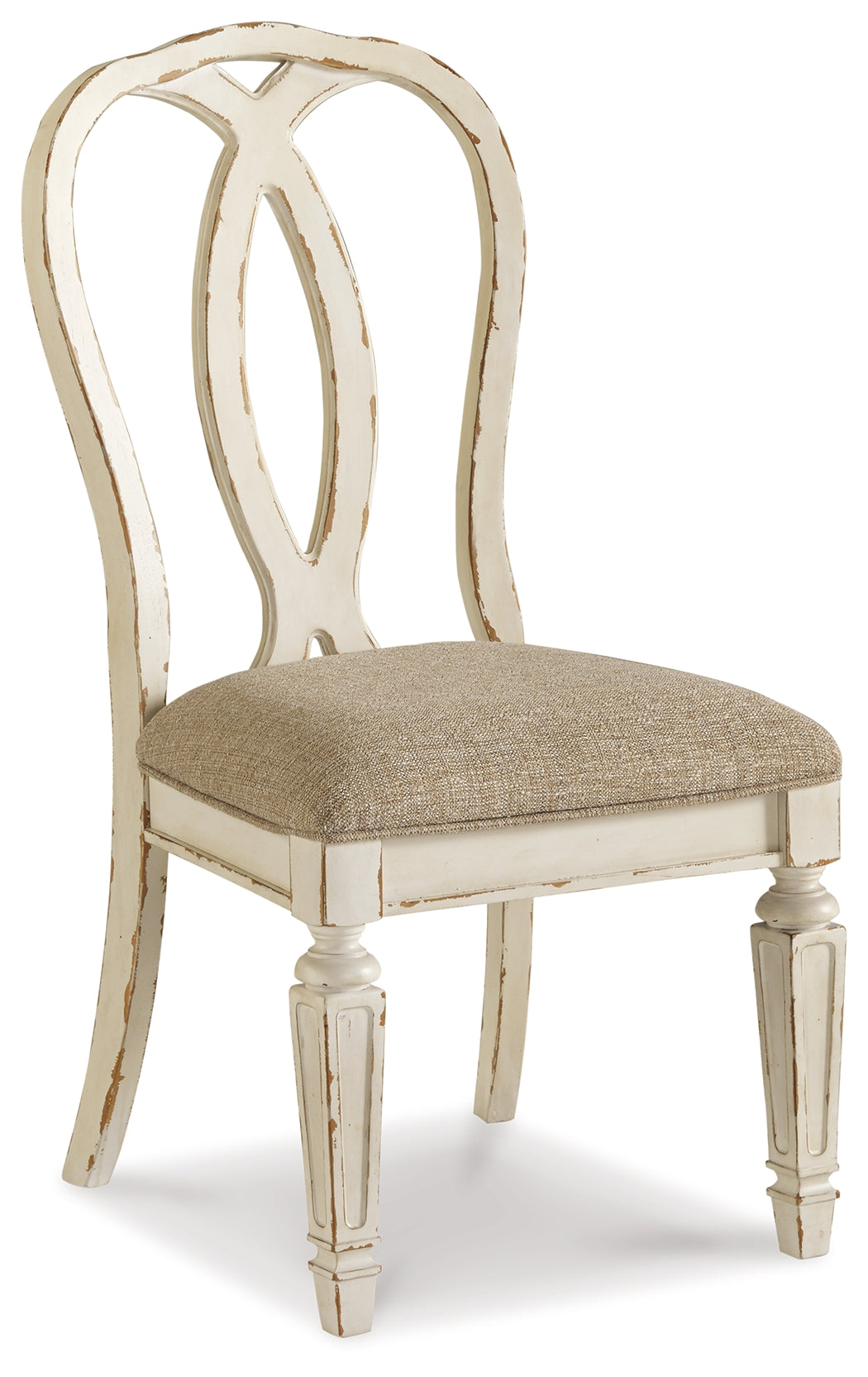 Realyn Chipped White Oval Dining Table and 8 Ribbon Back Chairs from Ashley Furniture - Luna Furniture