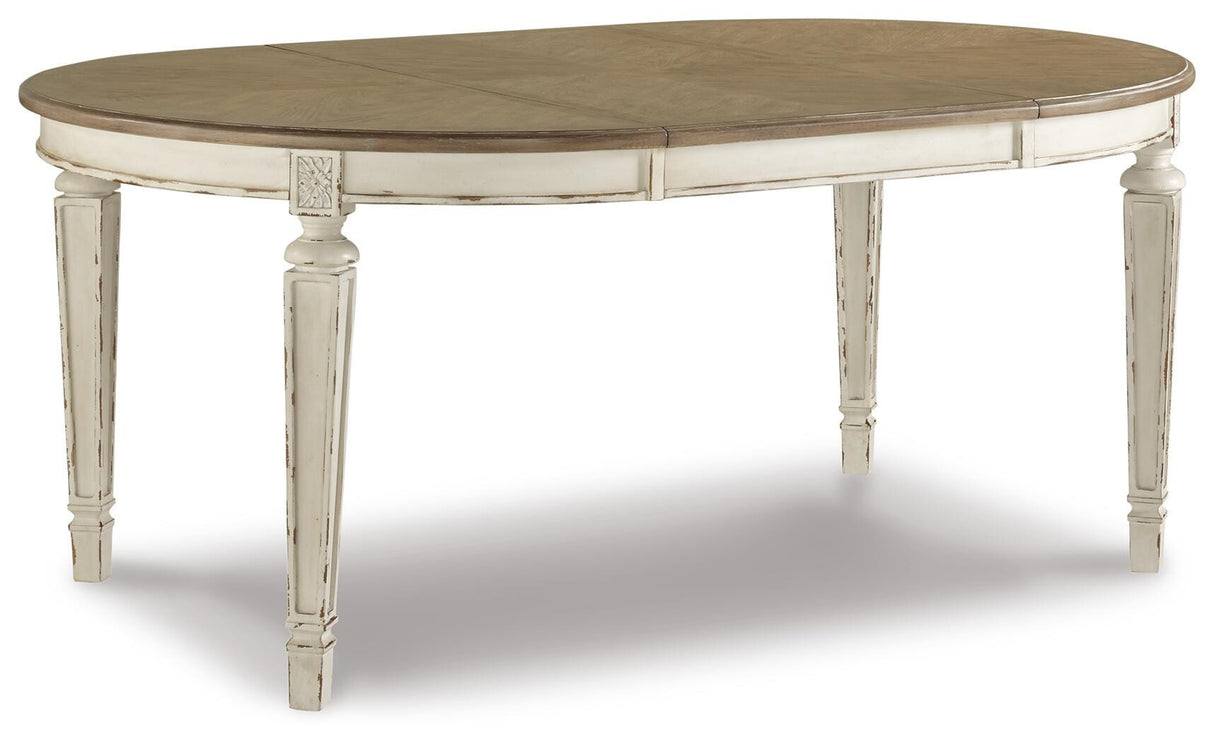 Realyn Dining Table and 6 Chairs with Storage in Chipped White from Ashley Furniture - Luna Furniture