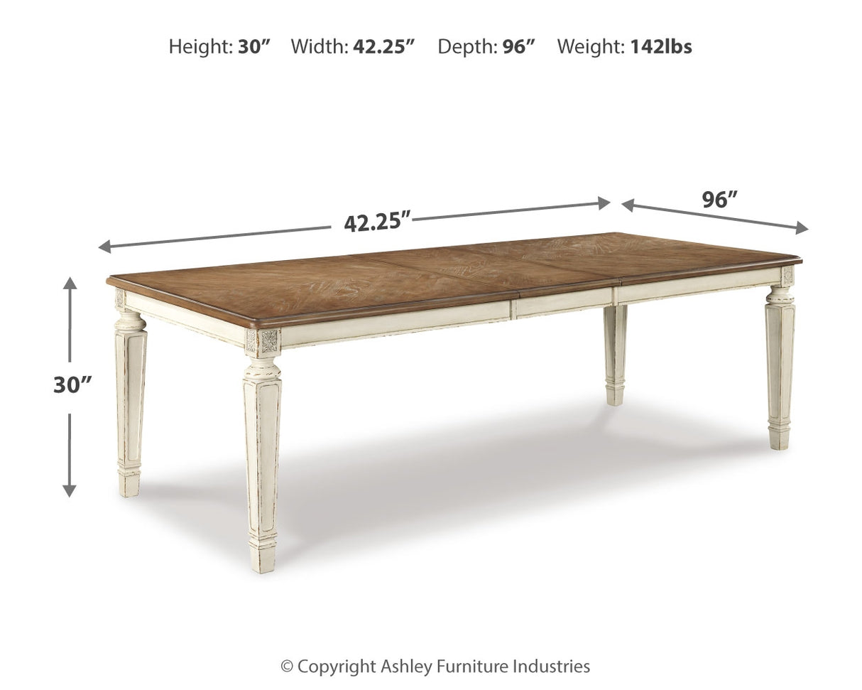 Realyn Dining Table and 8 Chairs in Chipped White from Ashley Furniture - Luna Furniture