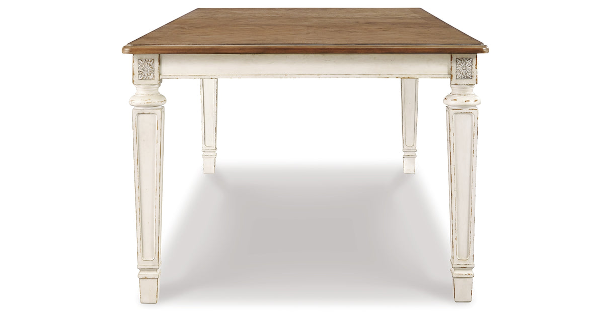 Realyn Chipped White Dining Table and 4 Chairs from Ashley Furniture - Luna Furniture