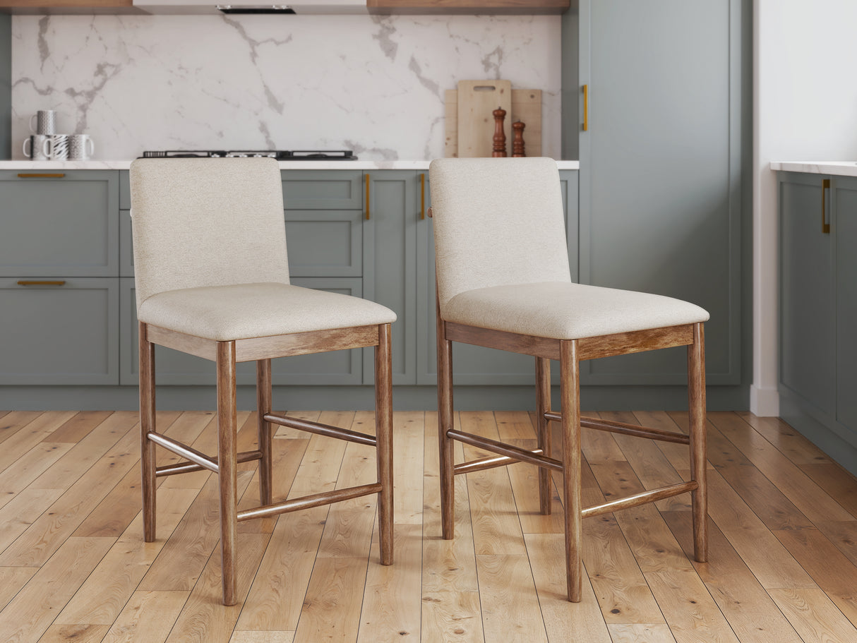 Isanti Light Brown Counter Height Barstool (Set of 2), Set of 2 from Ashley - Luna Furniture