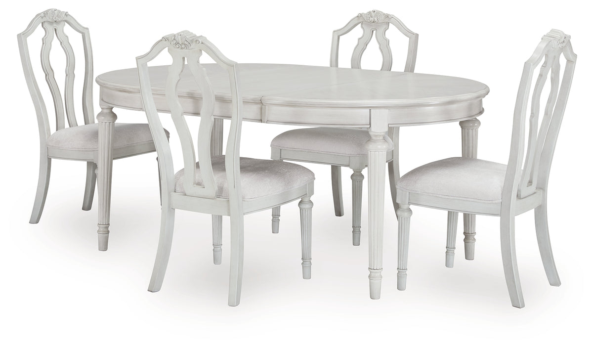 Montelaine Antique White Extension Dining Table and 4 Chairs from Ashley Furniture - Luna Furniture