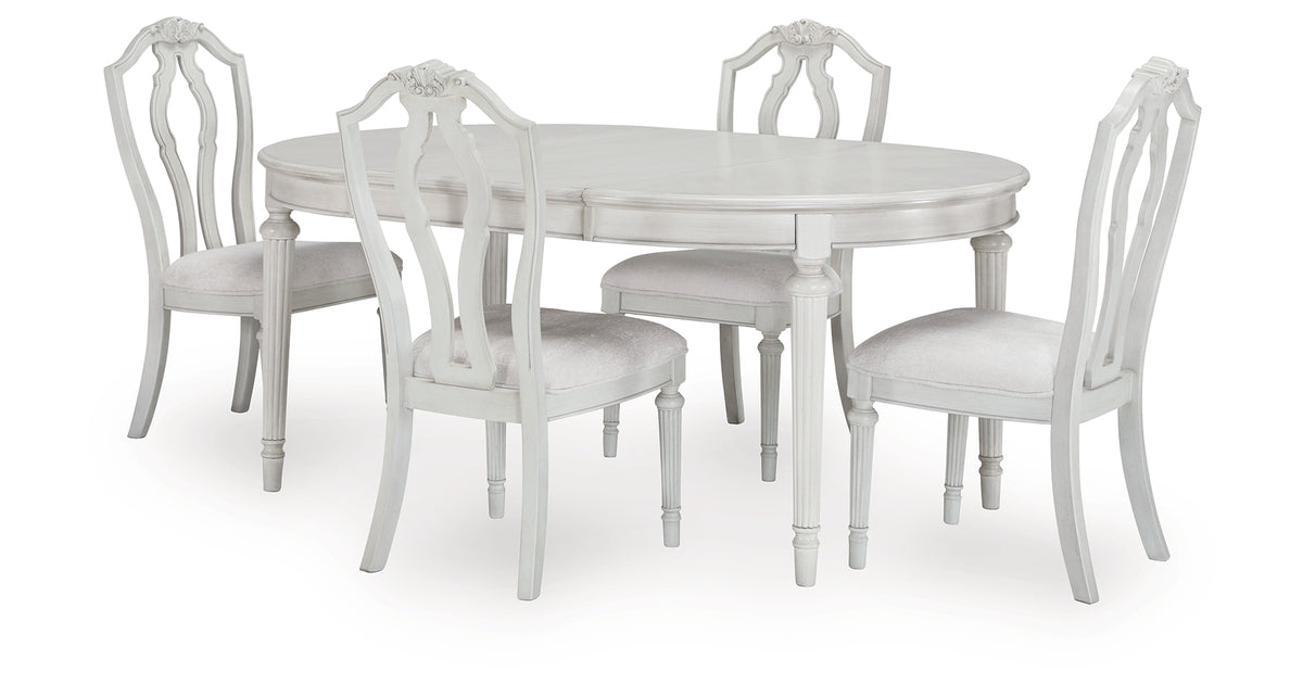 Montelaine Antique White Extension Dining Table and 4 Chairs from Ashley Furniture - Luna Furniture