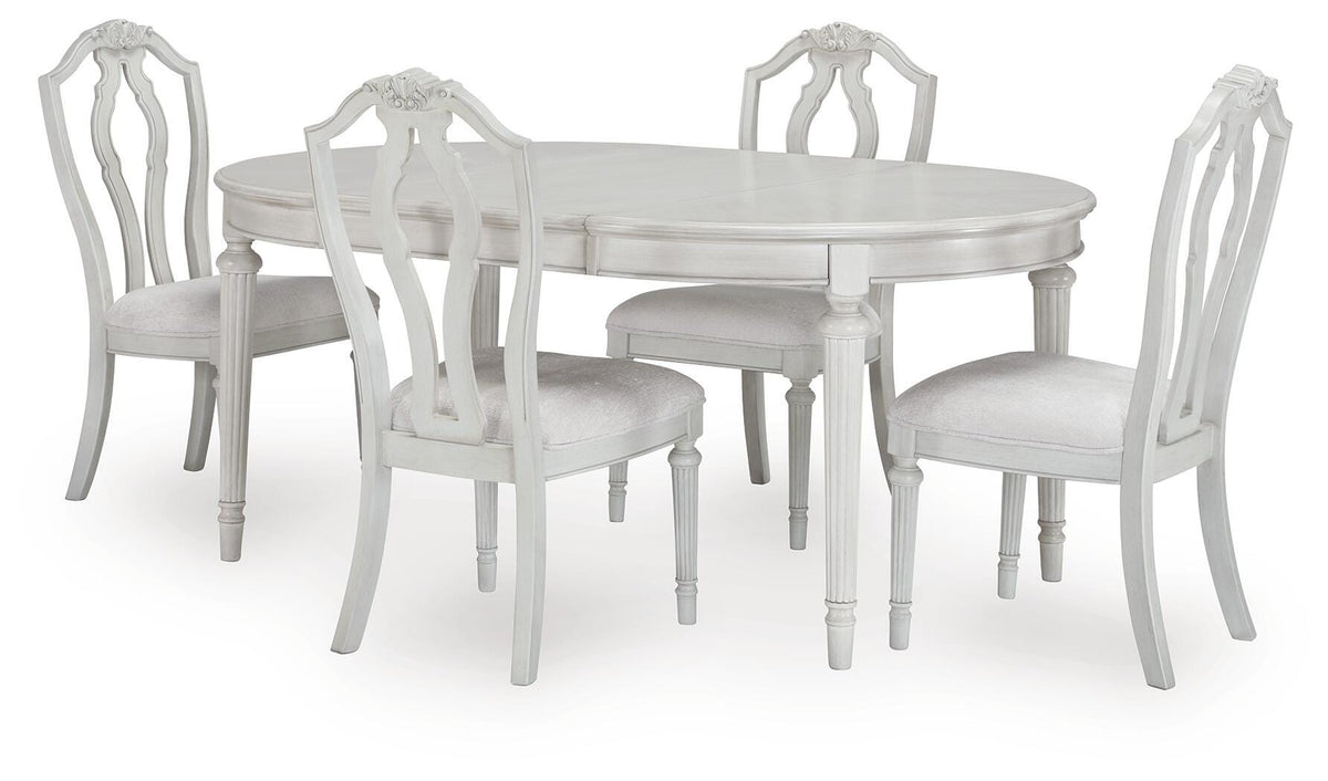 Montelaine Antique White Extension Dining Table and 4 Chairs from Ashley Furniture - Luna Furniture