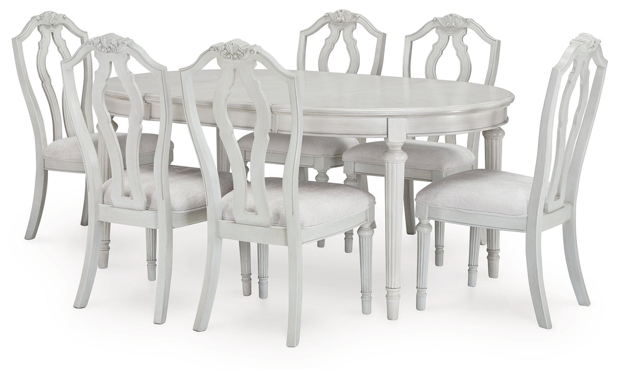 Montelaine Antiqued White Extension Dining Table and 6 Chairs from Ashley Furniture - Luna Furniture