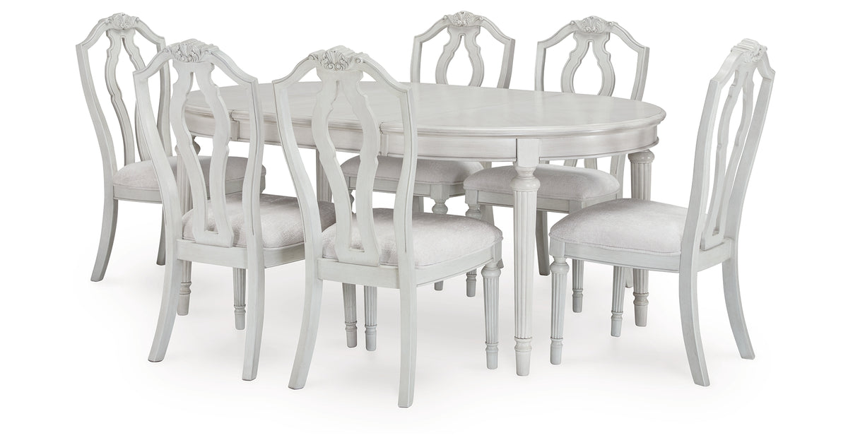 Montelaine Antiqued White Extension Dining Table and 6 Chairs from Ashley Furniture - Luna Furniture