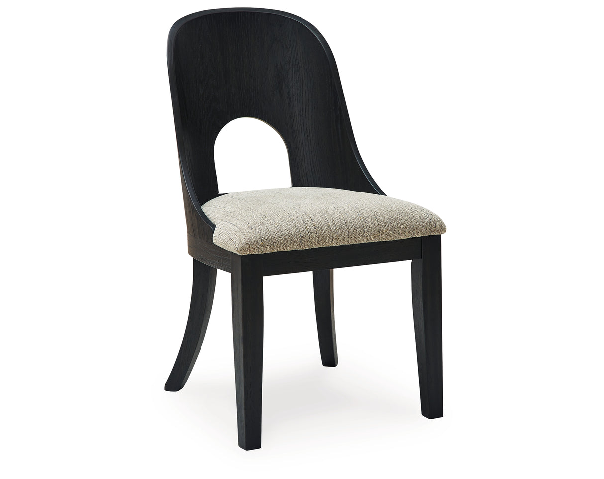 Rowanbeck Dining Table and 6 Chairs with Storage in Black from Ashley Furniture - Luna Furniture