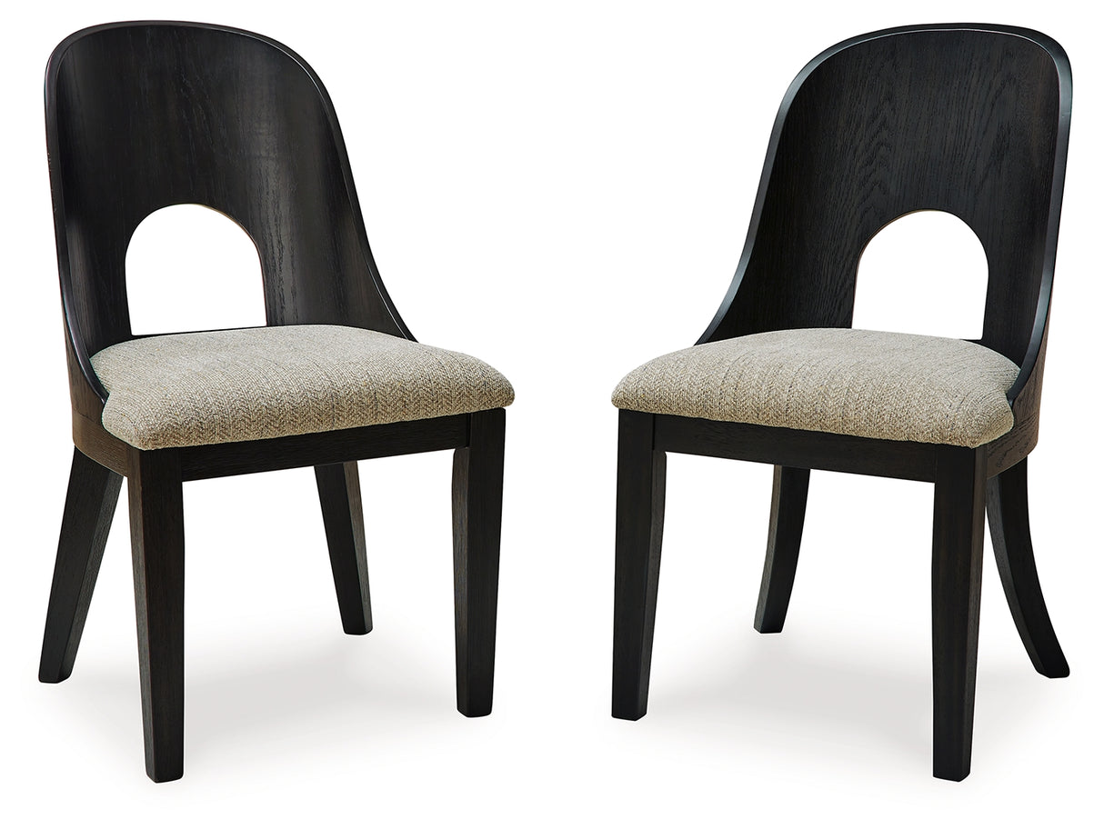 Rowanbeck Black Dining Table and 6 Chairs with Storage from Ashley Furniture - Luna Furniture