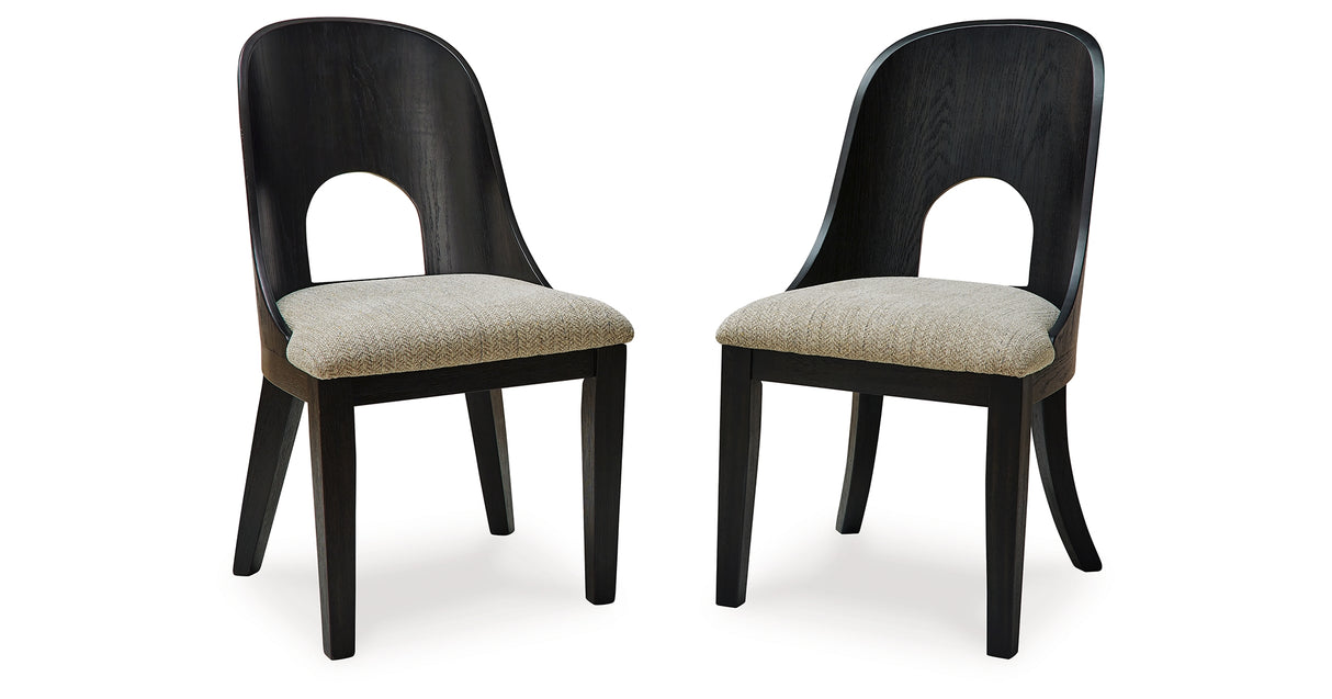 Rowanbeck Black Dining Table and 6 Chairs with Storage from Ashley Furniture - Luna Furniture
