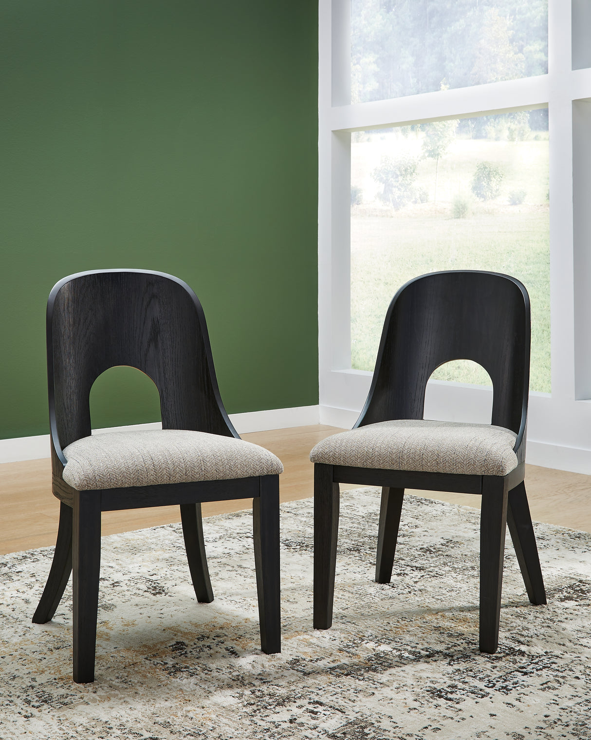 Rowanbeck Black Dining Table and 4 Chairs with Storage from Ashley Furniture - Luna Furniture