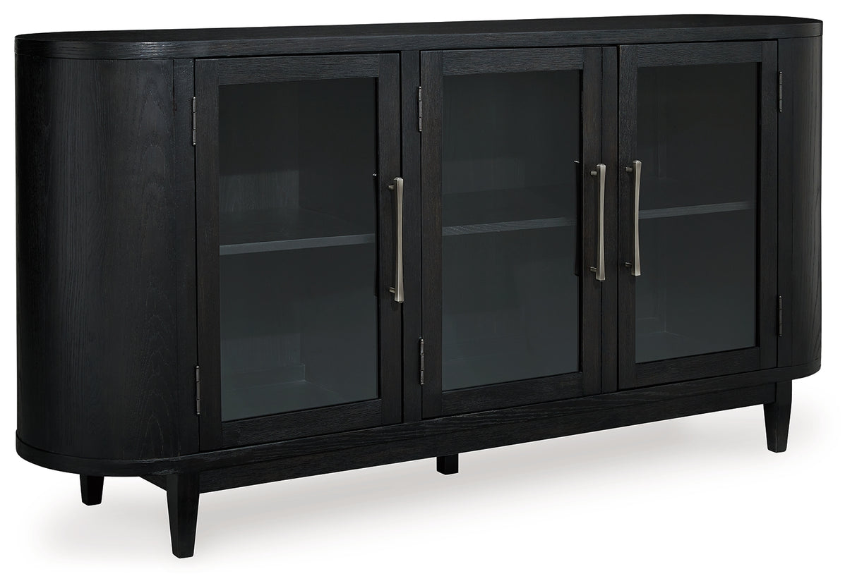 Rowanbeck Black Dining Table and 6 Chairs with Storage from Ashley Furniture - Luna Furniture