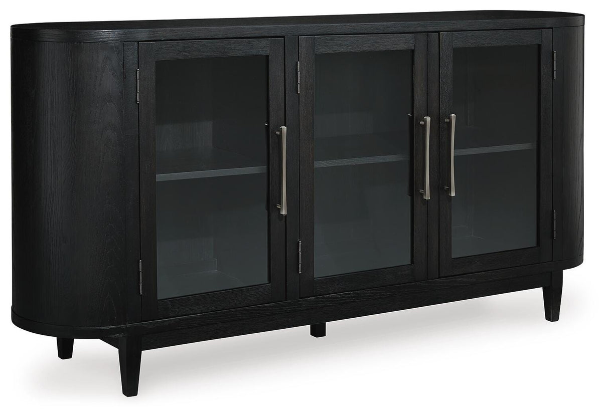 Rowanbeck Black Dining Table and 6 Chairs with Storage from Ashley Furniture - Luna Furniture