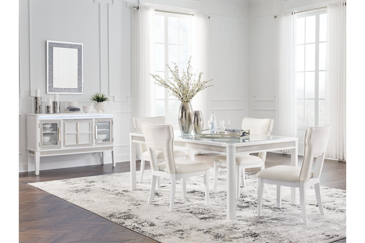 Chalanna White Dining Table and 4 Chairs from Ashley - Luna Furniture