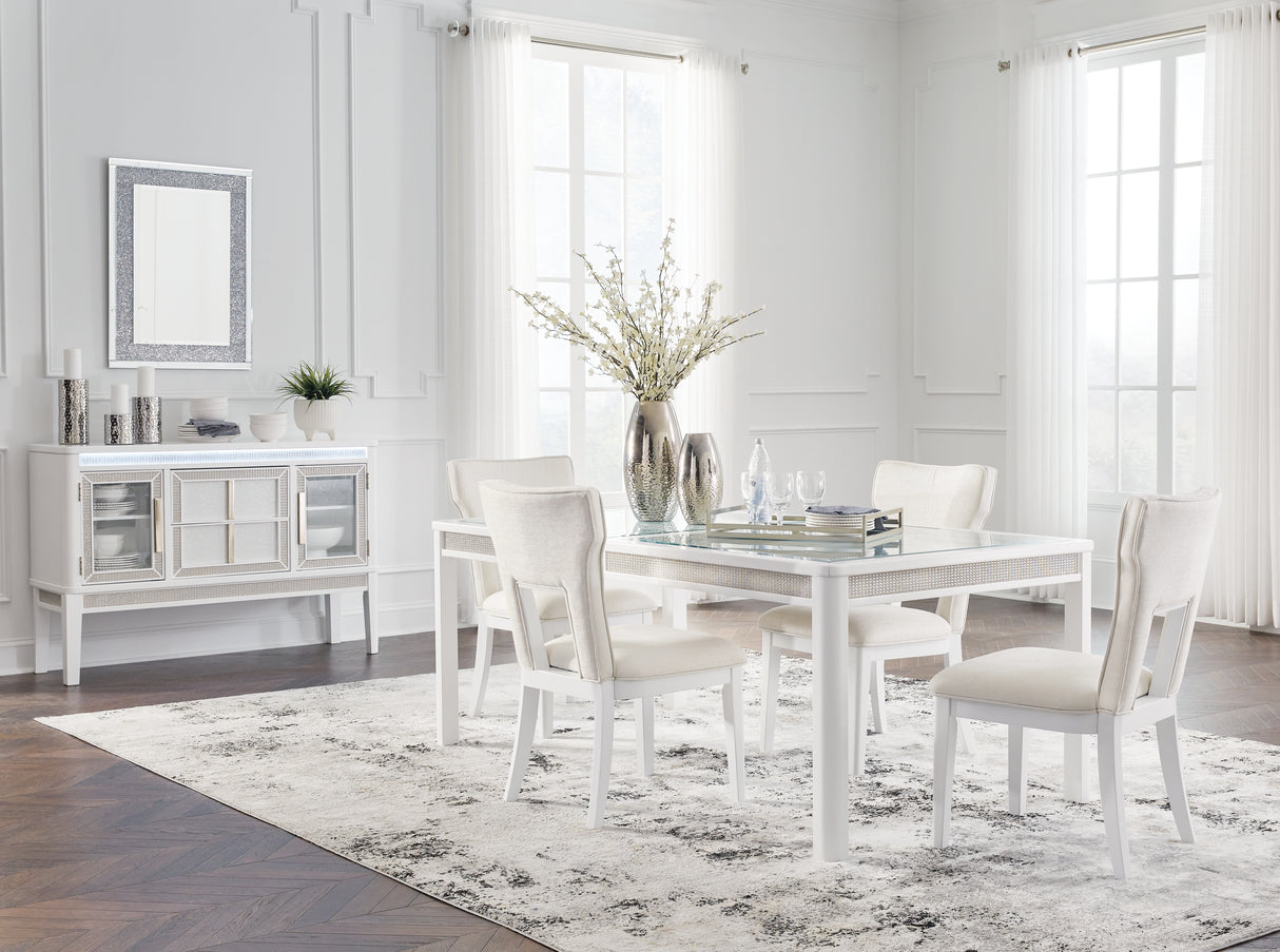 Chalanna Dining Table and 8 Chairs in White from Ashley Furniture - Luna Furniture