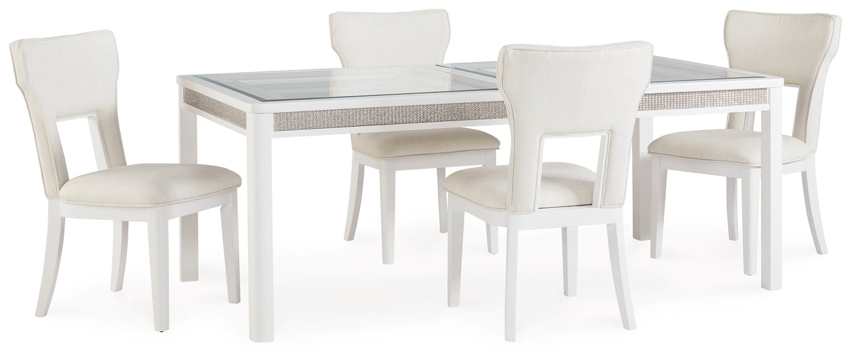 Chalanna Dining Table and 8 Chairs in White from Ashley Furniture - Luna Furniture