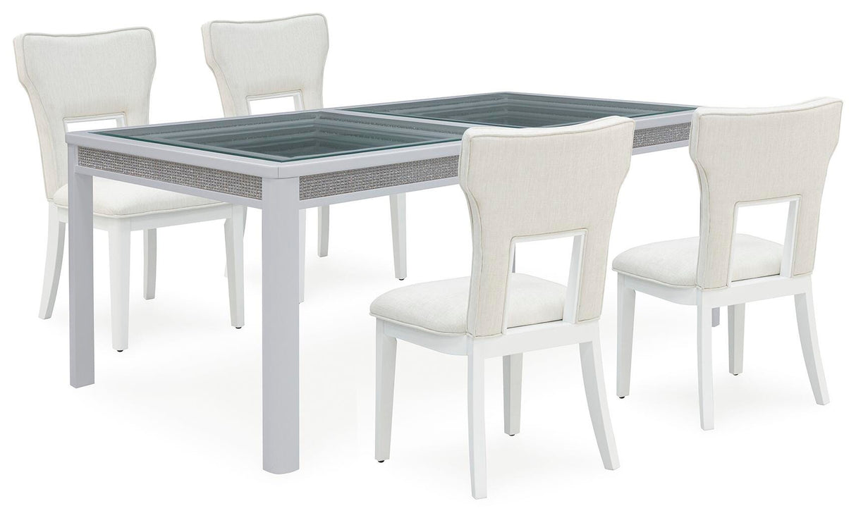 Chalanna White Dining Table and 4 Chairs from Ashley - Luna Furniture