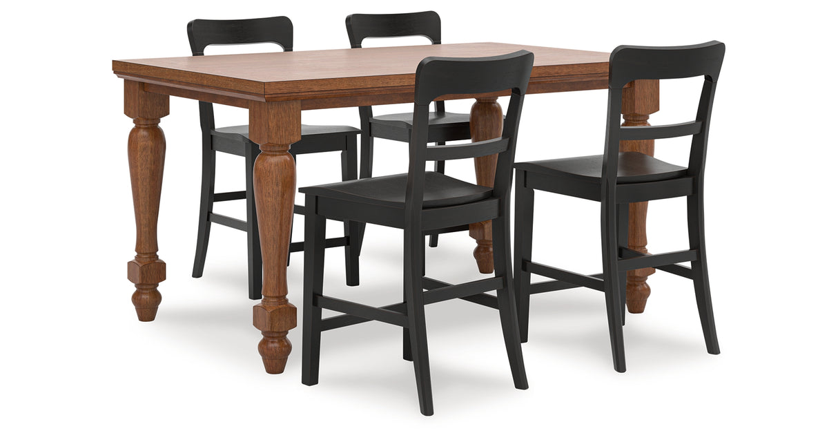 Greddinton Brown/Black Counter Height Dining Table and 4 Barstools from Ashley Furniture - Luna Furniture