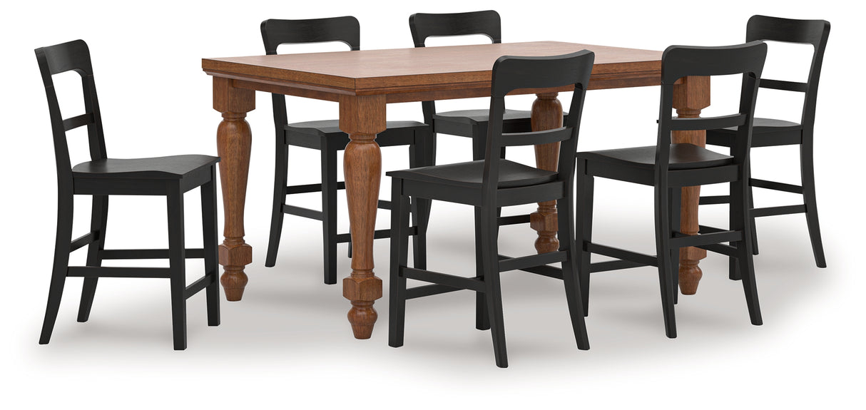 Greddinton Brown/Black Counter Height Dining Table and 6 Barstools from Ashley Furniture - Luna Furniture