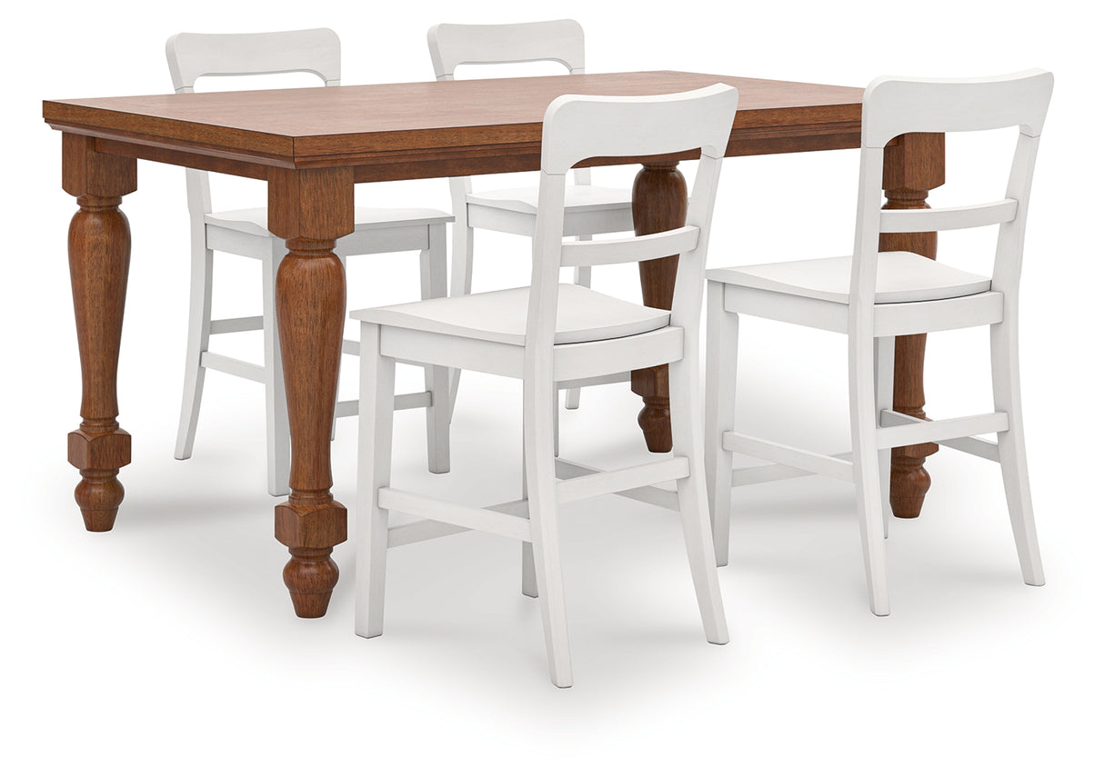 Greddinton Brown/White Counter Height Dining Table and 4 Barstools from Ashley - Luna Furniture