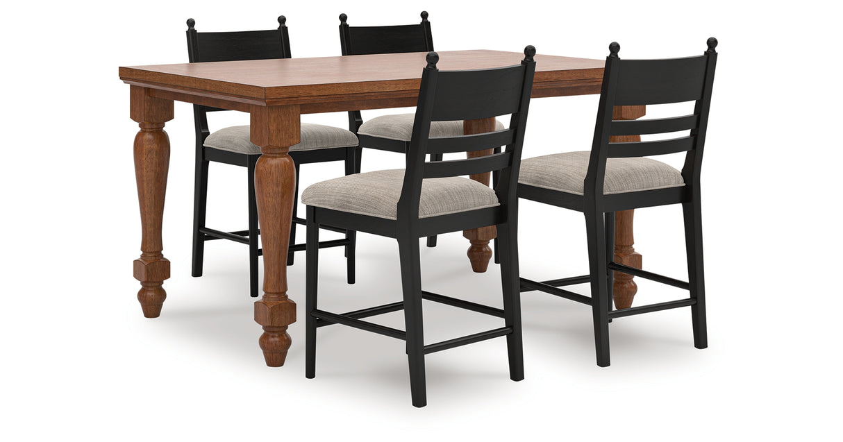 Greddinton Brown/Black Counter Height Dining Table and 4 Barstools from Ashley Furniture - Luna Furniture