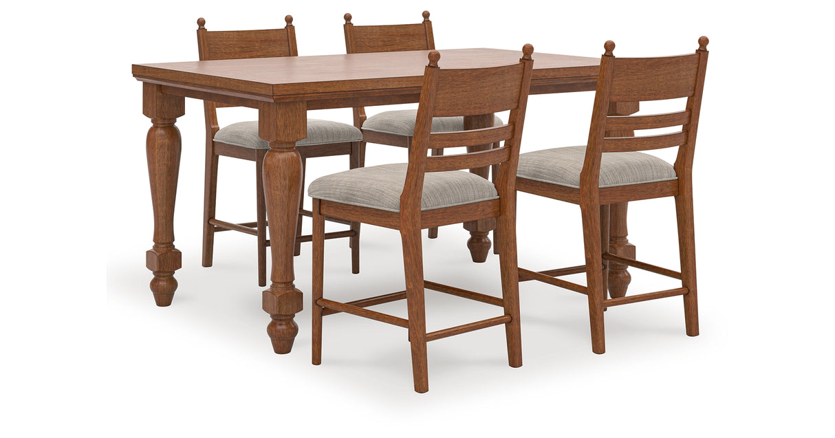 Greddinton Brown Counter Height Dining Table and 4 Barstools from Ashley Furniture - Luna Furniture