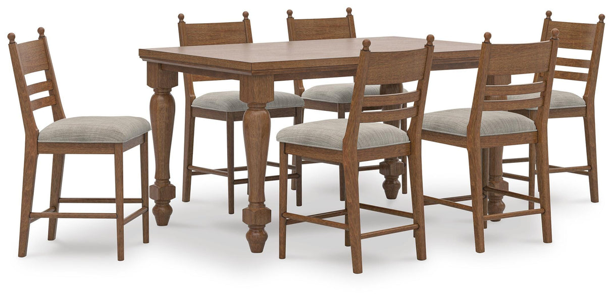 Greddinton Brown Counter Height Dining Table and 6 Barstools from Ashley - Luna Furniture
