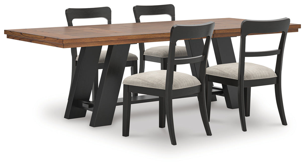 Greddinton Brown/Black Extension Dining Table and 4 Chairs from Ashley - Luna Furniture
