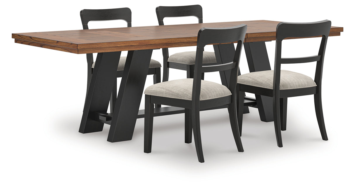 Greddinton Brown/Black Extension Dining Table and 4 Chairs from Ashley Furniture - Luna Furniture