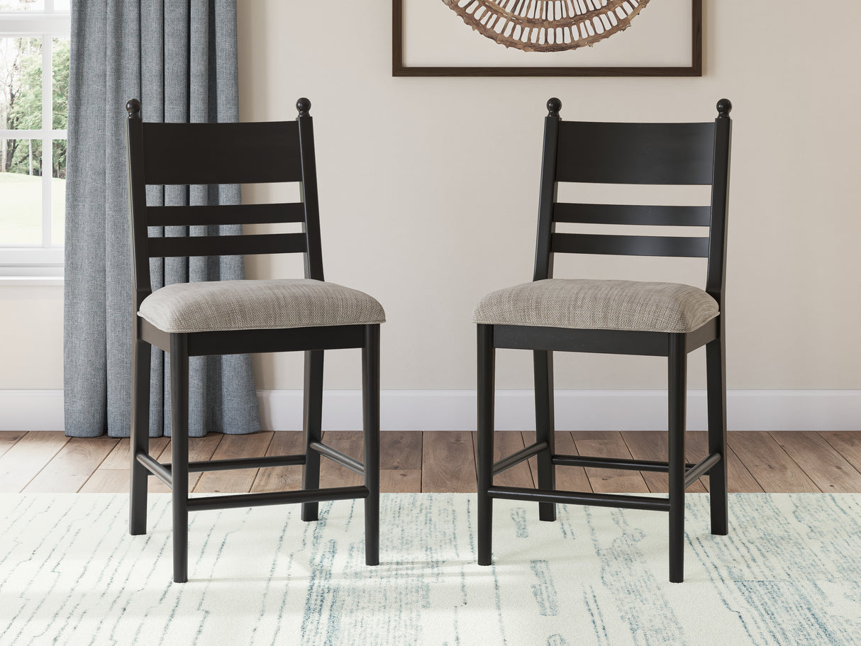 Greddinton Counter Height Dining Table and 2 Black & 4 Brown Barstools from Ashley Furniture - Luna Furniture
