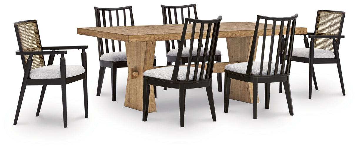 Galliden Dining Table and 6 Chairs in Light Brown from Ashley Furniture - Luna Furniture